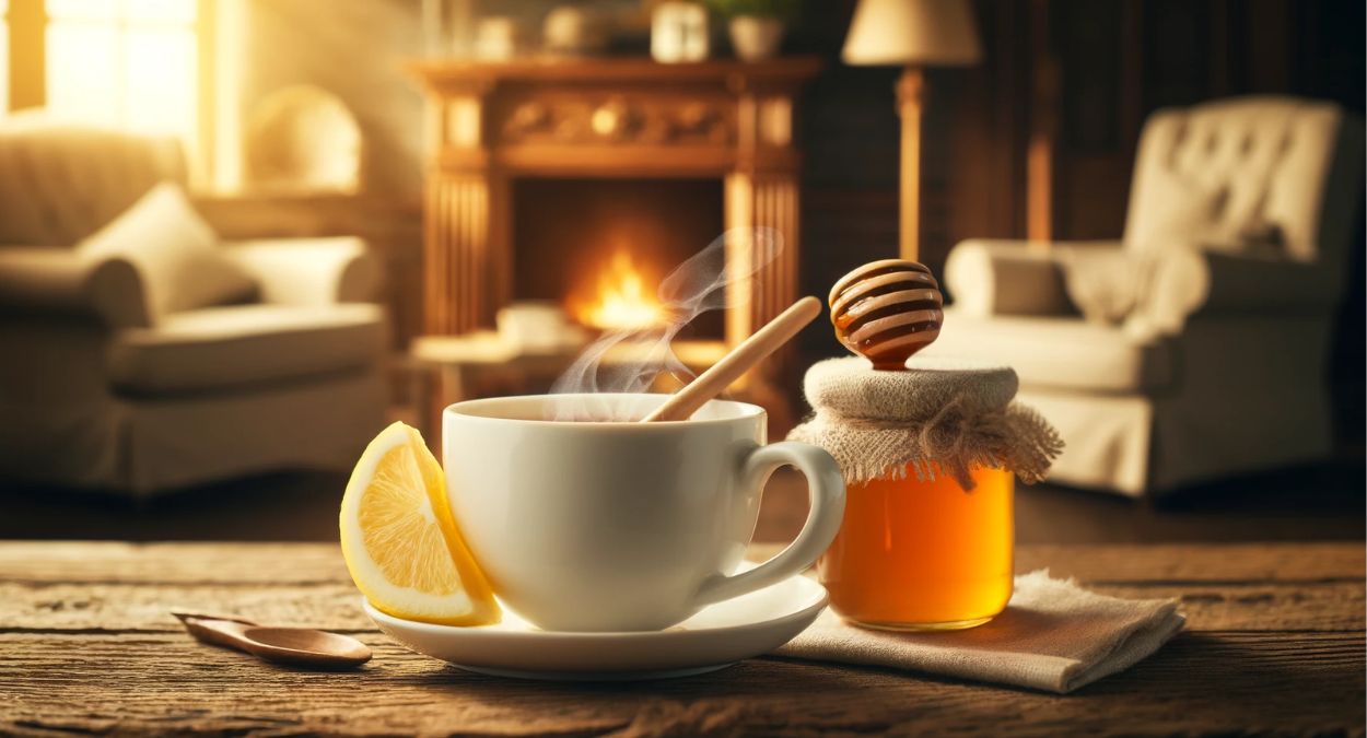 Chá de limão com mel (imagem gerada por IA)