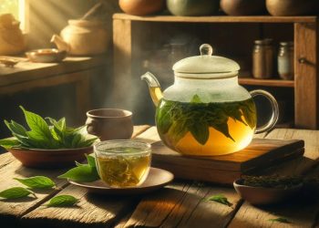 Chá de Ora-pro-Nóbis (imagem gerada por IA)