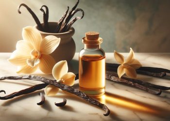 Óleo essencial de baunilha (imagem gerada por IA)