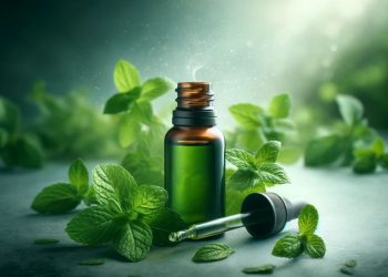 Óleo essencial de menta piperita (imagem gerada por IA)