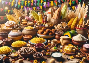 Comidas típicas de Festa Junina (imagem gerada por IA)