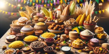 Comidas típicas de Festa Junina (imagem gerada por IA)