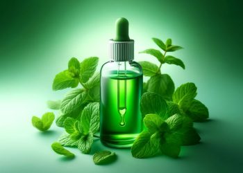 Óleo essencial de menta (imagem gerada por IA)