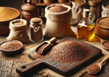 Sementes de linhaça (imagem gerada por IA)