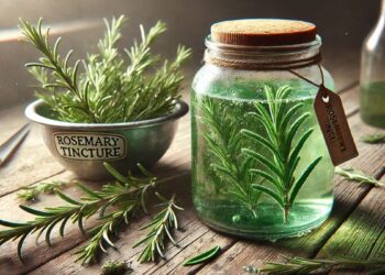 Preparo da tintura de alecrim (imagem gerada por IA)