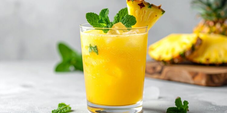 Suco de abacaxi com hortelã (imagem: TrueCreatives via Canva)