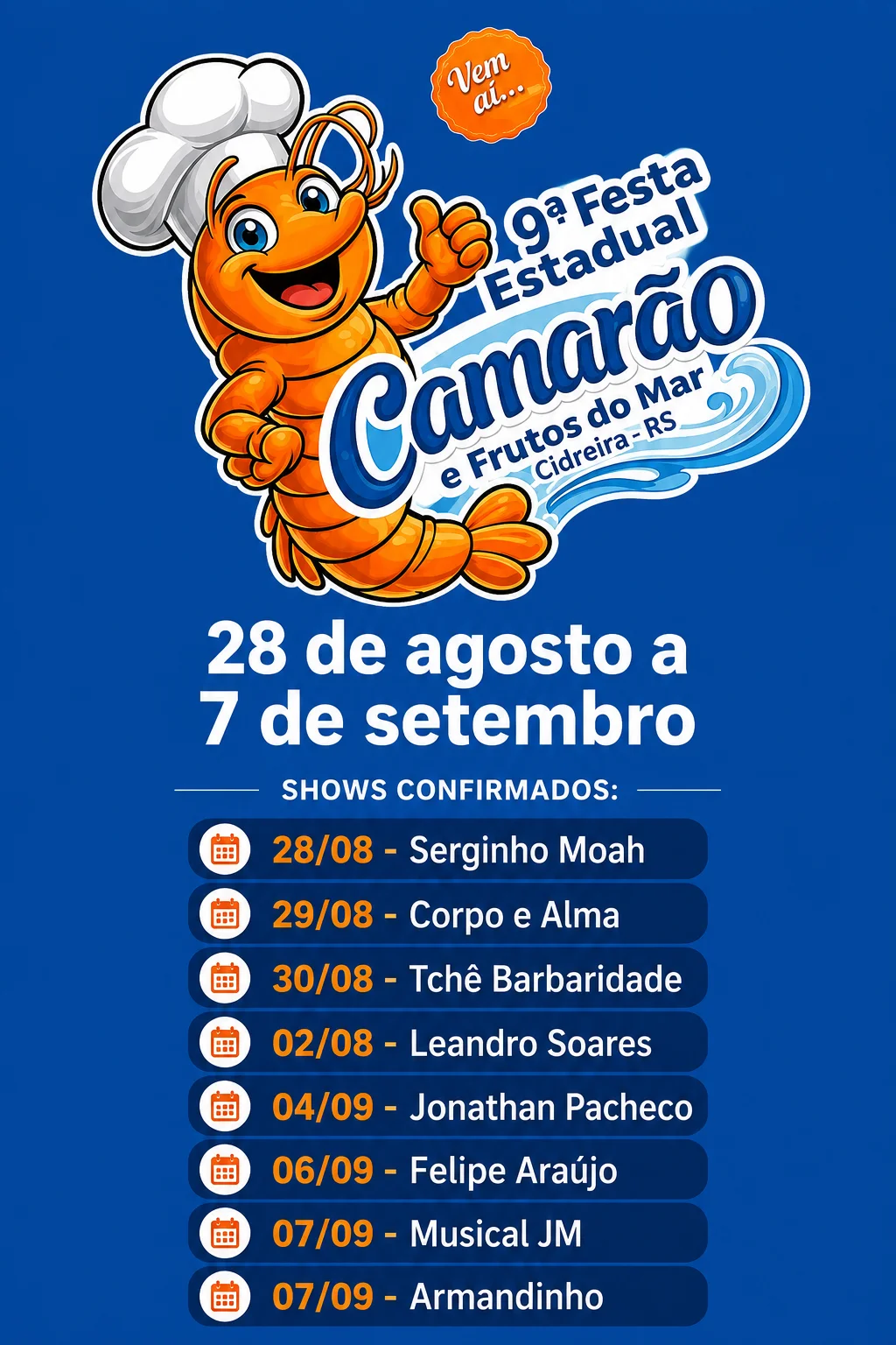 Festa Estadual do Camarão de Cidreira 2026 (Imagem: IA)