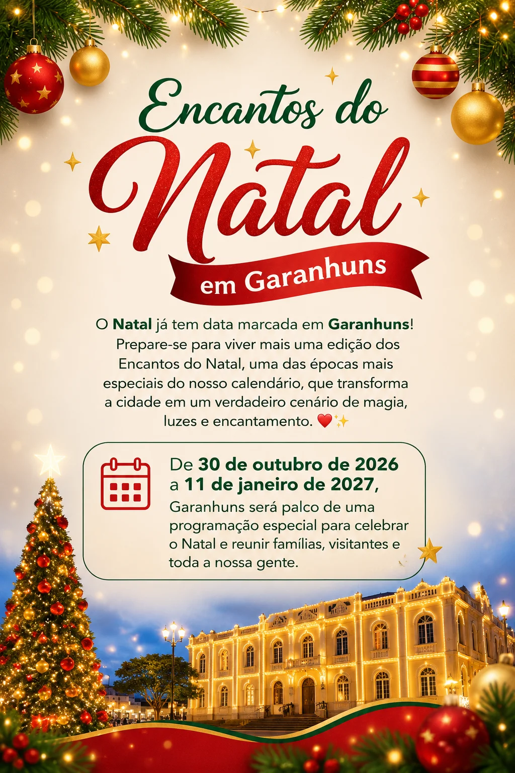 Datas e informações do Encantos do Natal Garanhuns 2026