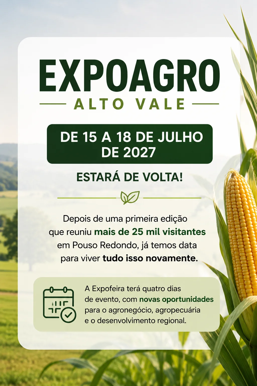 Datas e atrações ExpoAgro Alto Vale 2027