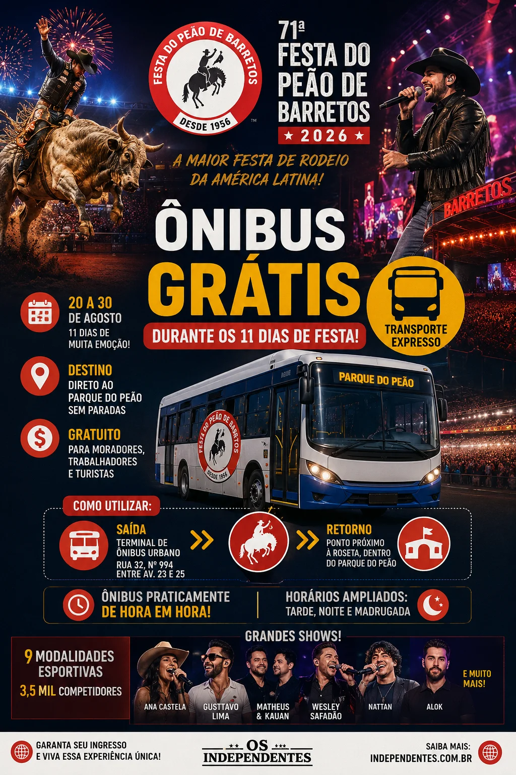 Transporte público Festa de Barretos 2026