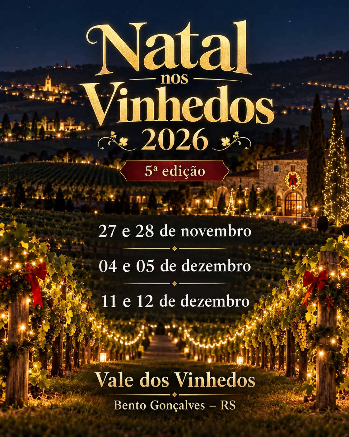 Natal nos Vinhedos 2026 (Imagem IA)