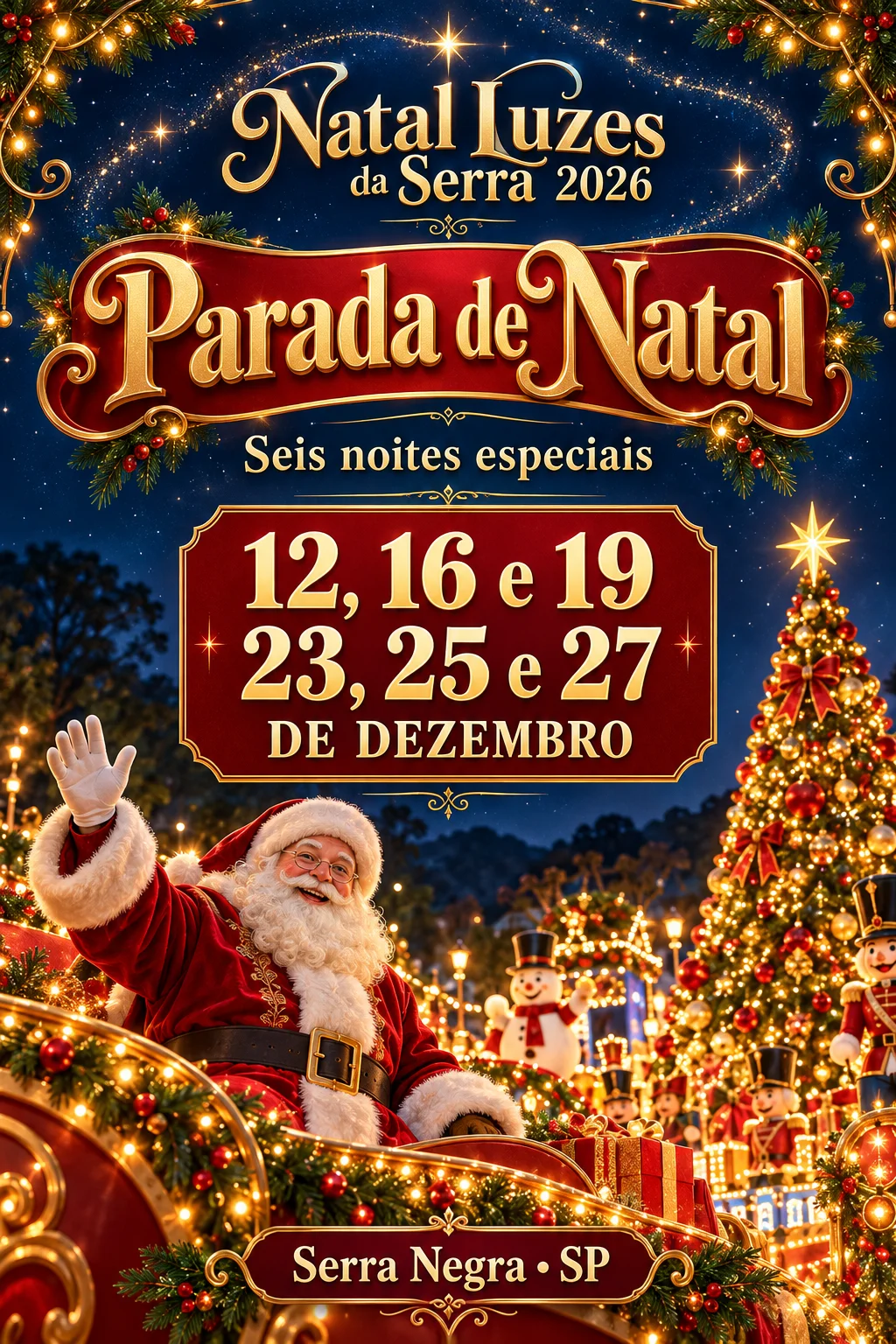 Parada de Natal em Serra Negra 2026 (Imagem IA)